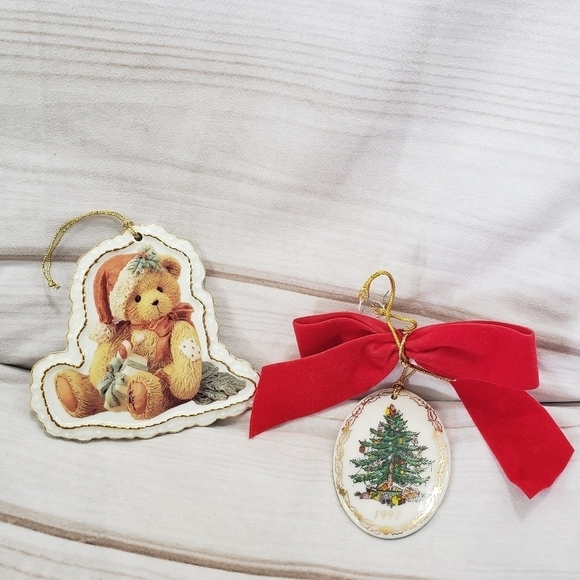 Vintage Ceramic Christmas Ornament Spode 1997 Cherished Teddies 1998 Gift - Picture 1 of 7
